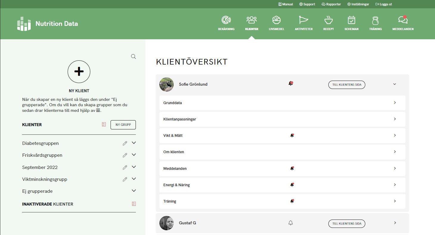 Klientöversikt