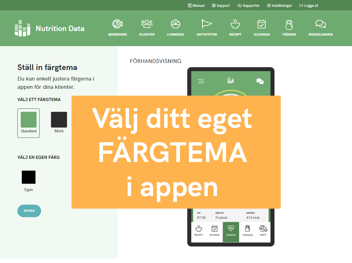 Välj ditt eget färgtema i appen