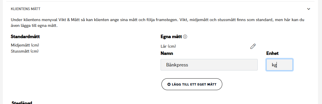 Lägg till egna mått