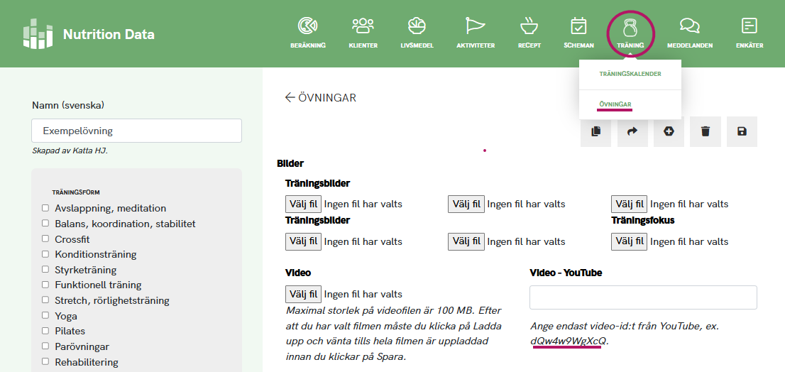 Skapa egna övningar
