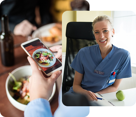 I Nutrition Datas app kan patienten kostregistrera och dietisten analyserar näring och ger kostråd.